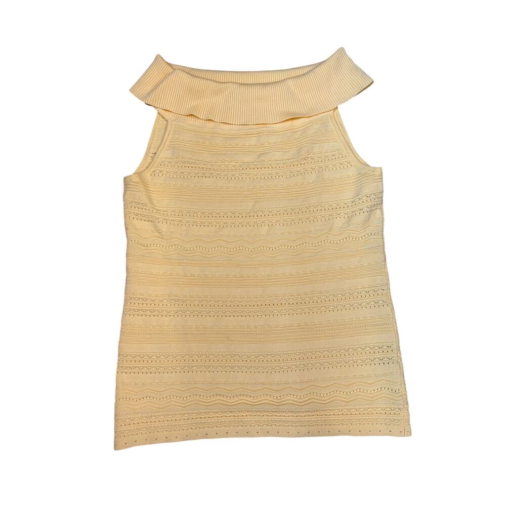 White House Black Market Butter Yellow Sweater Tank Cowl Neck - Picture 8 of 9